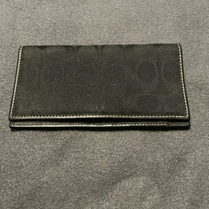 Coach Wallet Checkbook Holder in Black Canvas / Leather